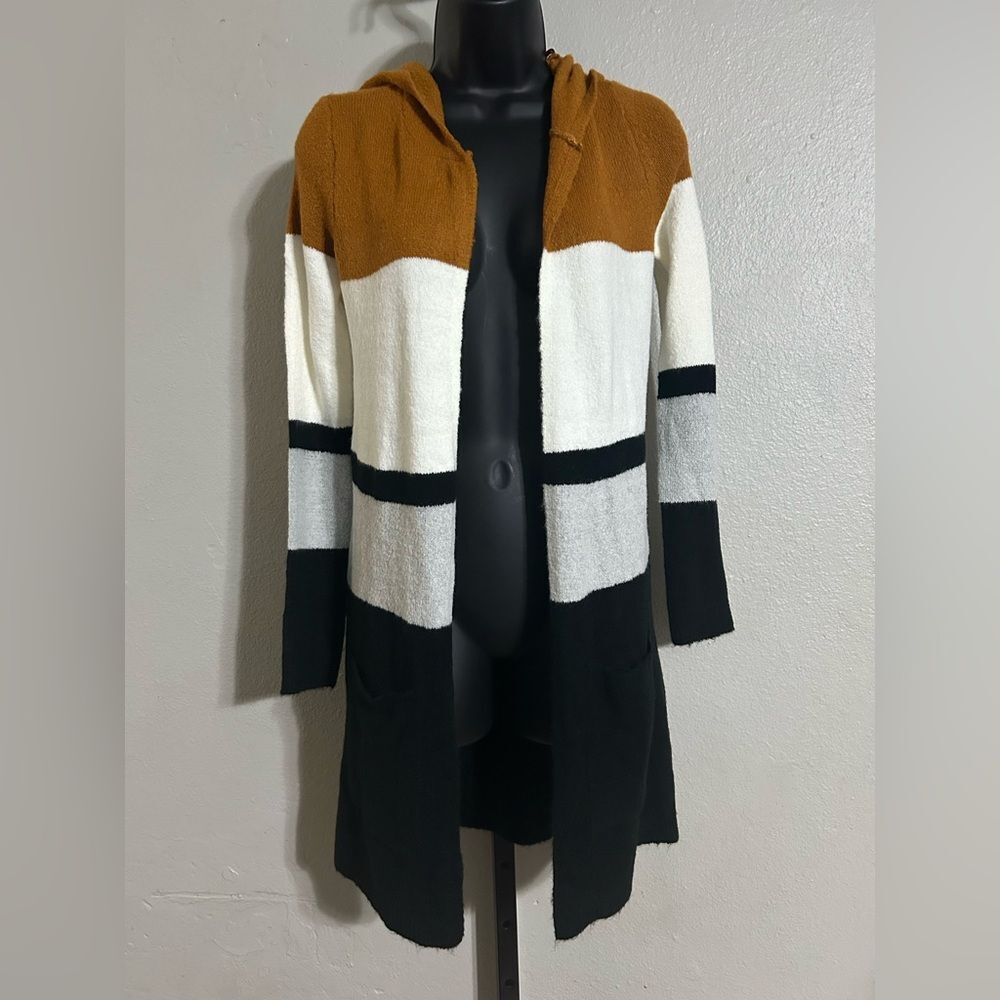 Street Wear Society Colorblock Hooded Open-Front Women's Sweater Cardigan S/P